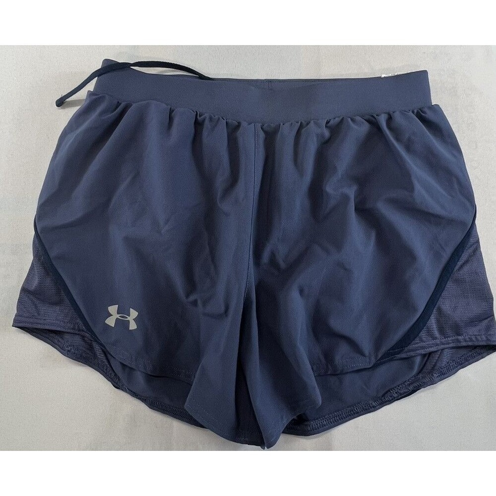 Under Armour Womens Blue Gray Drawstring Heat Gear Loose Fit Running Shorts S